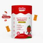Strawberry flavour gluten-free and gelatin-free immunity gummies for children 2+ years