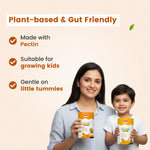 Mother and son holding Baby Organo bottle - Plant-based pectin formula that is gentle on little tummies and suitable for growing kids | #flavour_honey