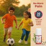 Kids enjoying pain-free playtime with BabyOrgano growing pains relief roll-on.