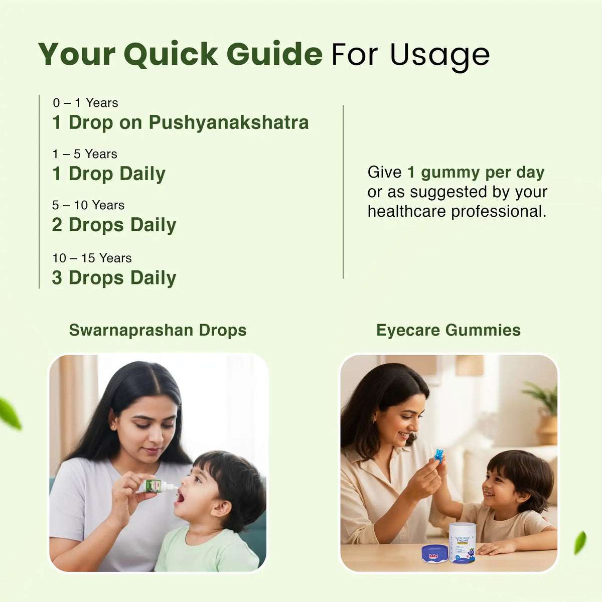 Immunity Plus Eye Care Combo for Kids | Nutriverse Eye Care Gummies (30 Gummies/Pack) + Baalprashan Swarnaprashan Drops