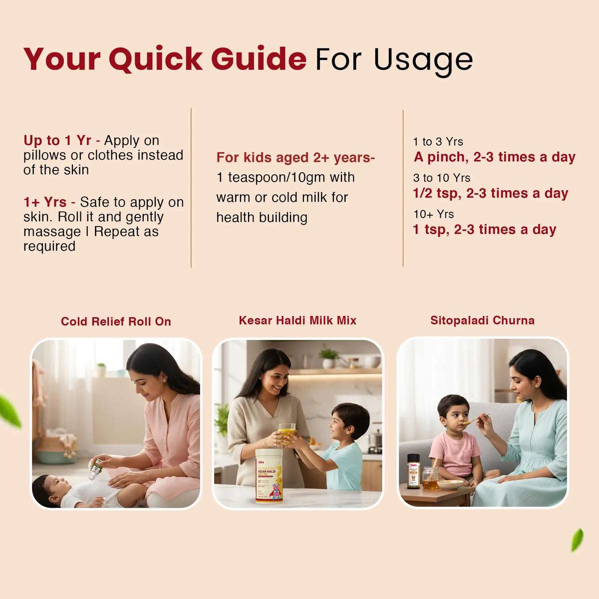 Cold Relief & Immunity Booster Combo for Kids | Kesar Haldi Milk Mix + Sitopaladi Churna + Natural Cold Relief Roll-On