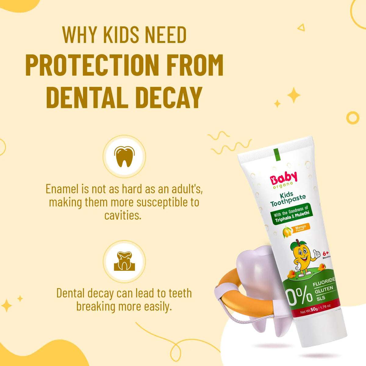 Herbal Kids Toothpaste | Mango Flavour | 6+ Months