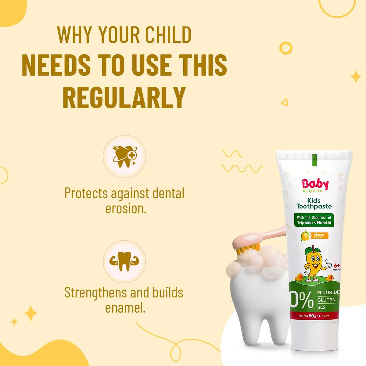 Herbal Kids Toothpaste | Mango Flavour | 6+ Months