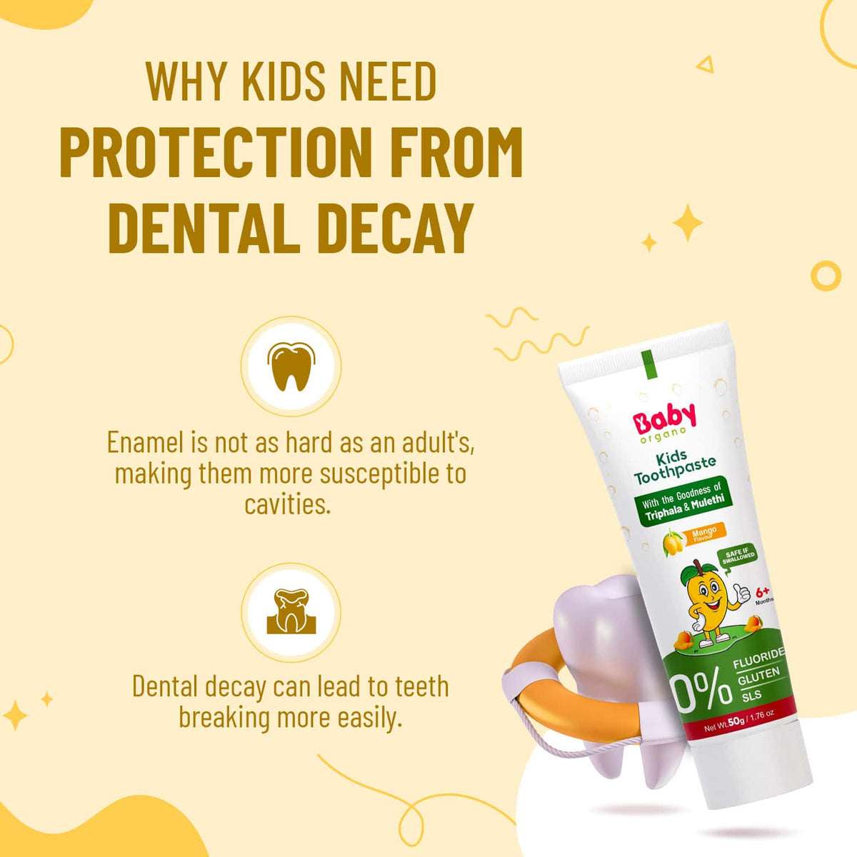 Healthy Teeth & Gums | Herbal Kid's Toothpaste | Mango Flavour | 6 Months +